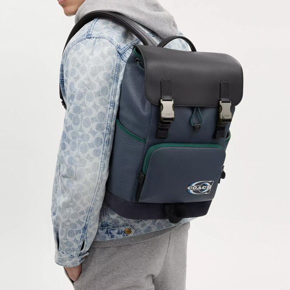 Coach Other - NWT Coach CL945 Track Backpack In Colorblock With Coach Stamp in Denim *SEALED*